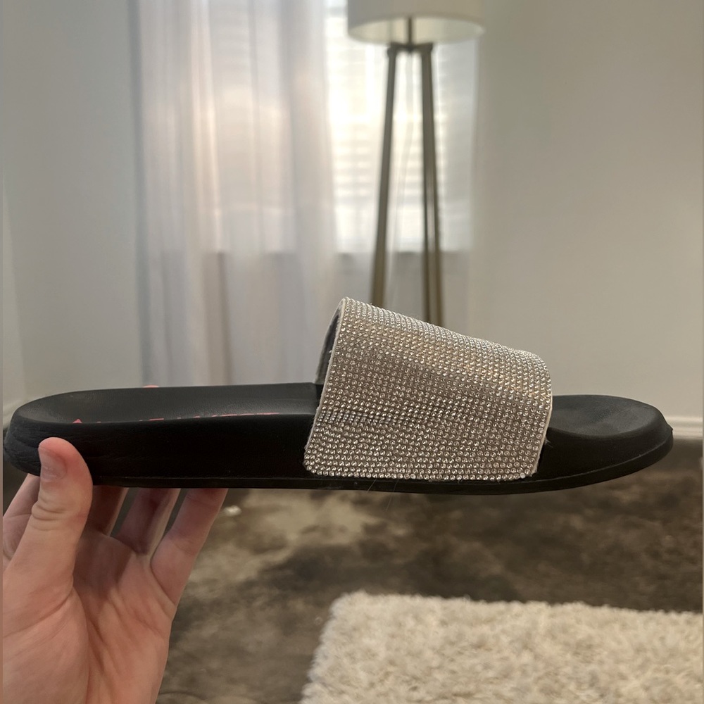 Nine west rhinestone slides